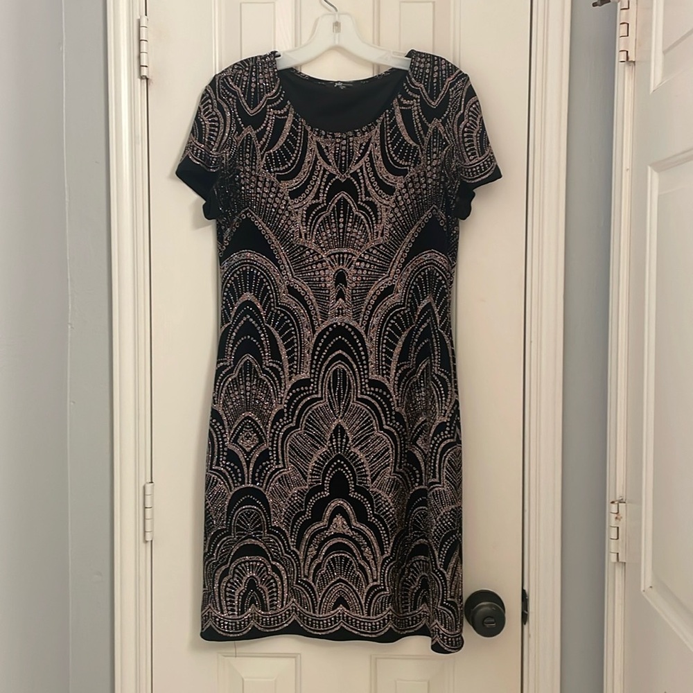 Black & rose gold shimmer dress